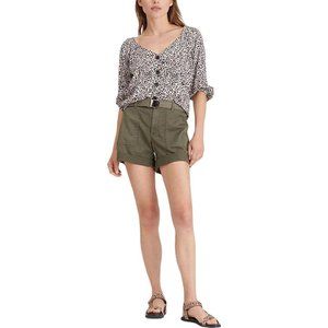 SANCTUARY Womens Small S Animal Print V Neck Blouse Top